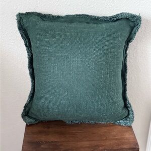 Anthropologie Luxe Linen Blend Pillow | Emerald Green | EUC | 18” x 18”